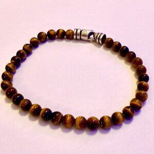 David Yurman Men’s Tiger’s Eye Bracelet – Authentic – Sterling Silver